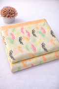 Multicolor Leaf Printed Summer Lawn with Border