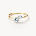 Elegant Dual Stone Gold Ring – Minimal Luxury Adjustable Ring