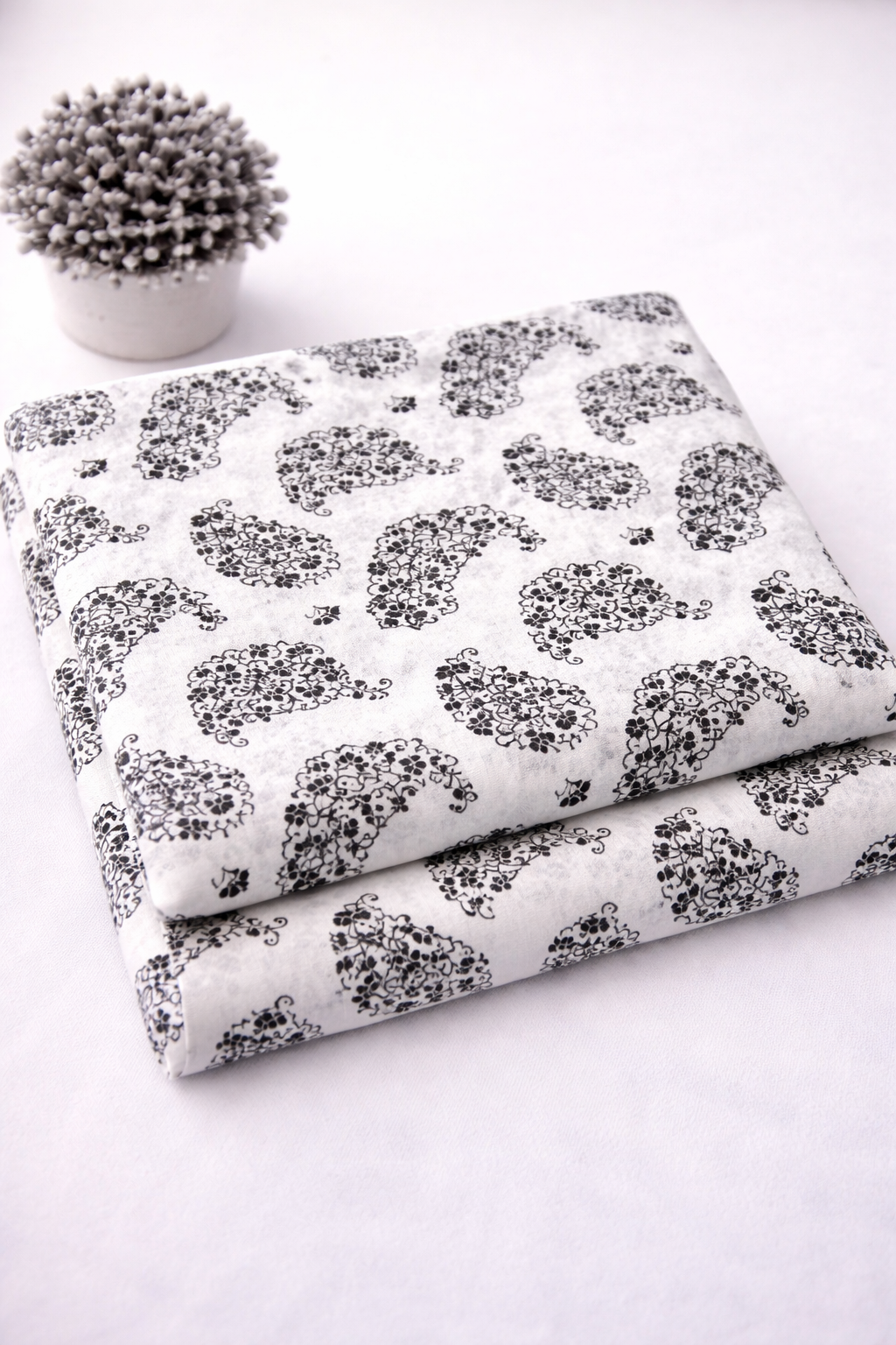 Black & White Paisley Printed Summer Lawn