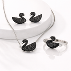 Luxury Black Swan Jewellery Set – Necklace, Ring, Handcuffs & Earrings (5-Piece Set)
