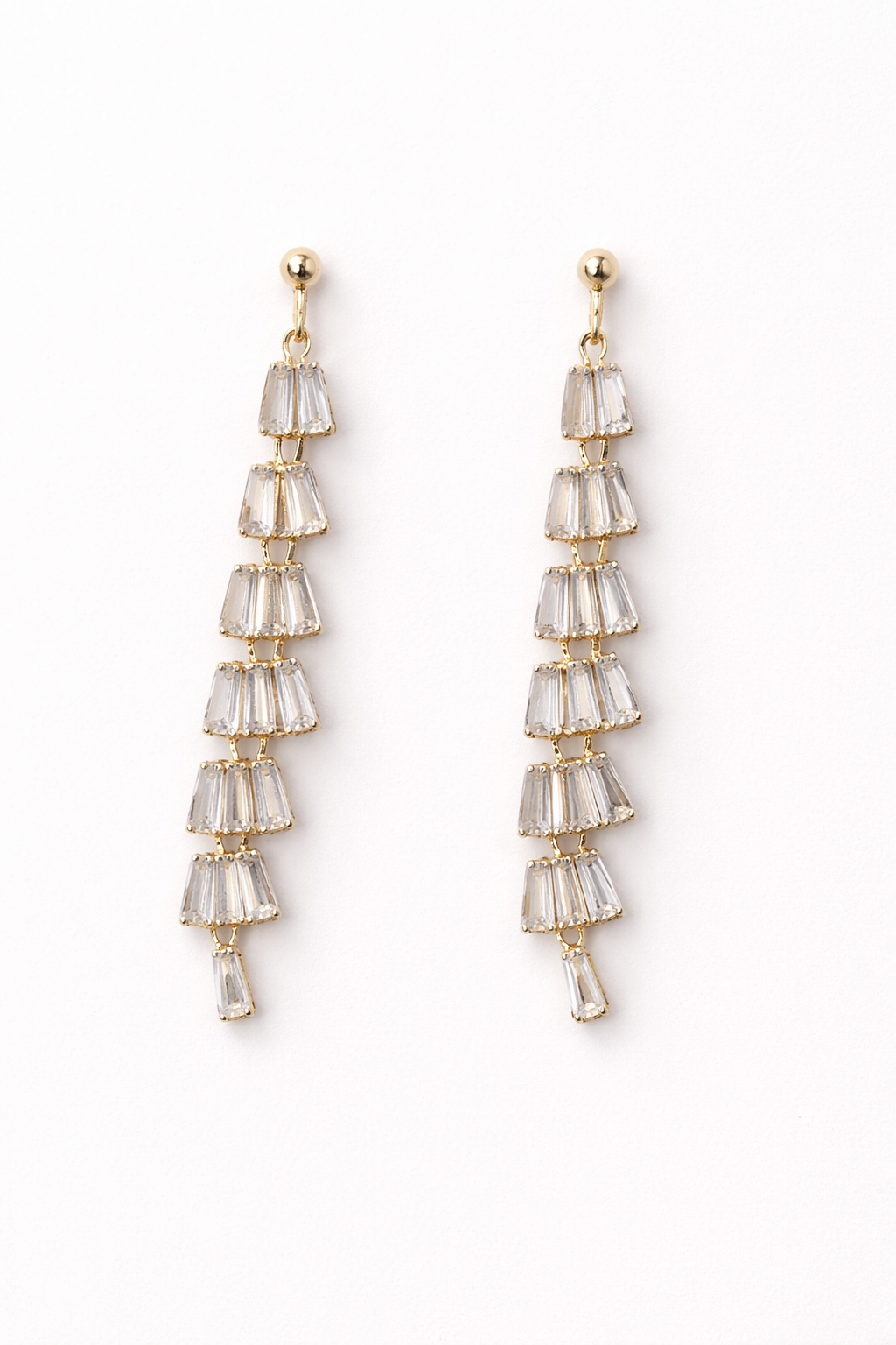 Luxury Crystal Drop Earrings – Elegant Gold Cascading Statement Earrings