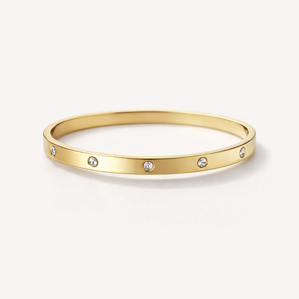 Luxury Gold Crystal Bangle – Minimal Elegant Bracelet for Women