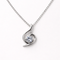Elegant Silver Crystal Pendant Necklace – Minimal Swirl Design