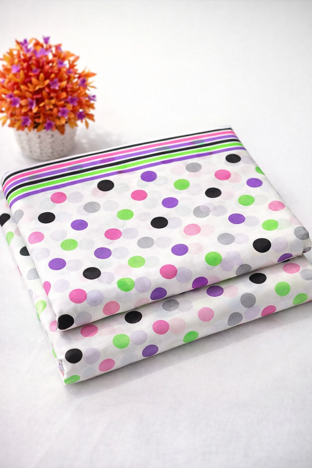 Multicolor Polka Dot Summer Lawn