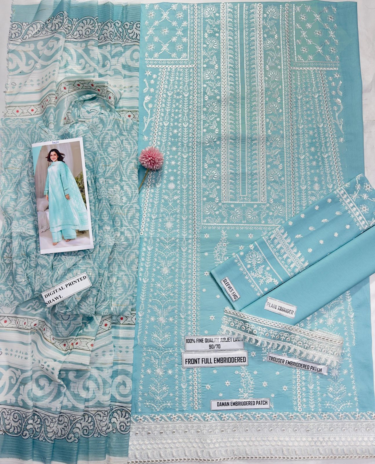 Luxury 3-Piece Embroidered Airjet Lawn Suit