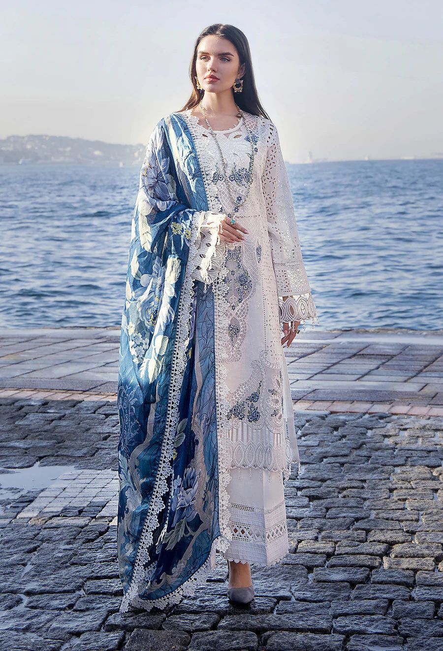 Luxury Chikankari & Silk 3-Piece Embroidered Lawn Suit
