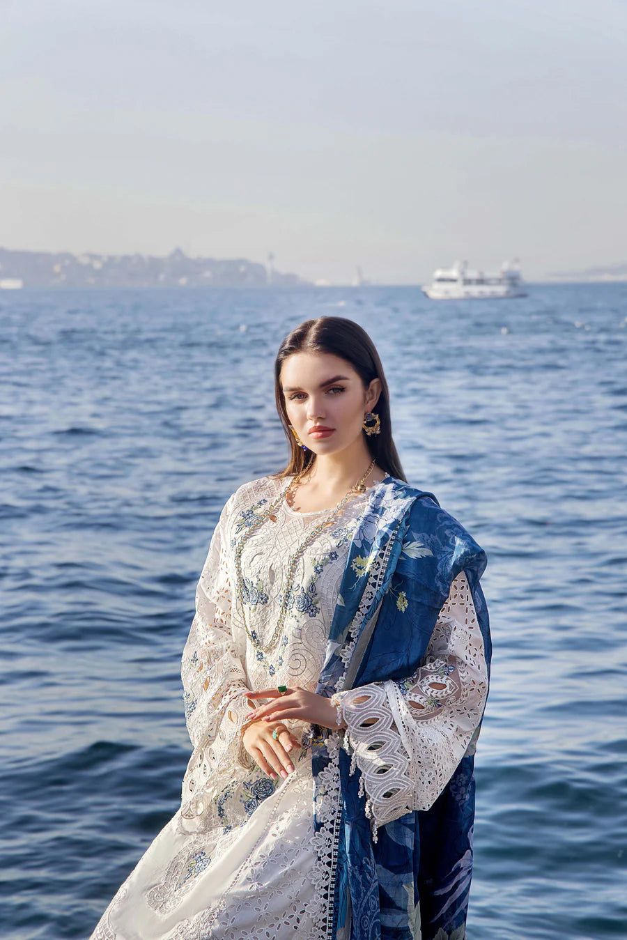 Luxury Chikankari & Silk 3-Piece Embroidered Lawn Suit