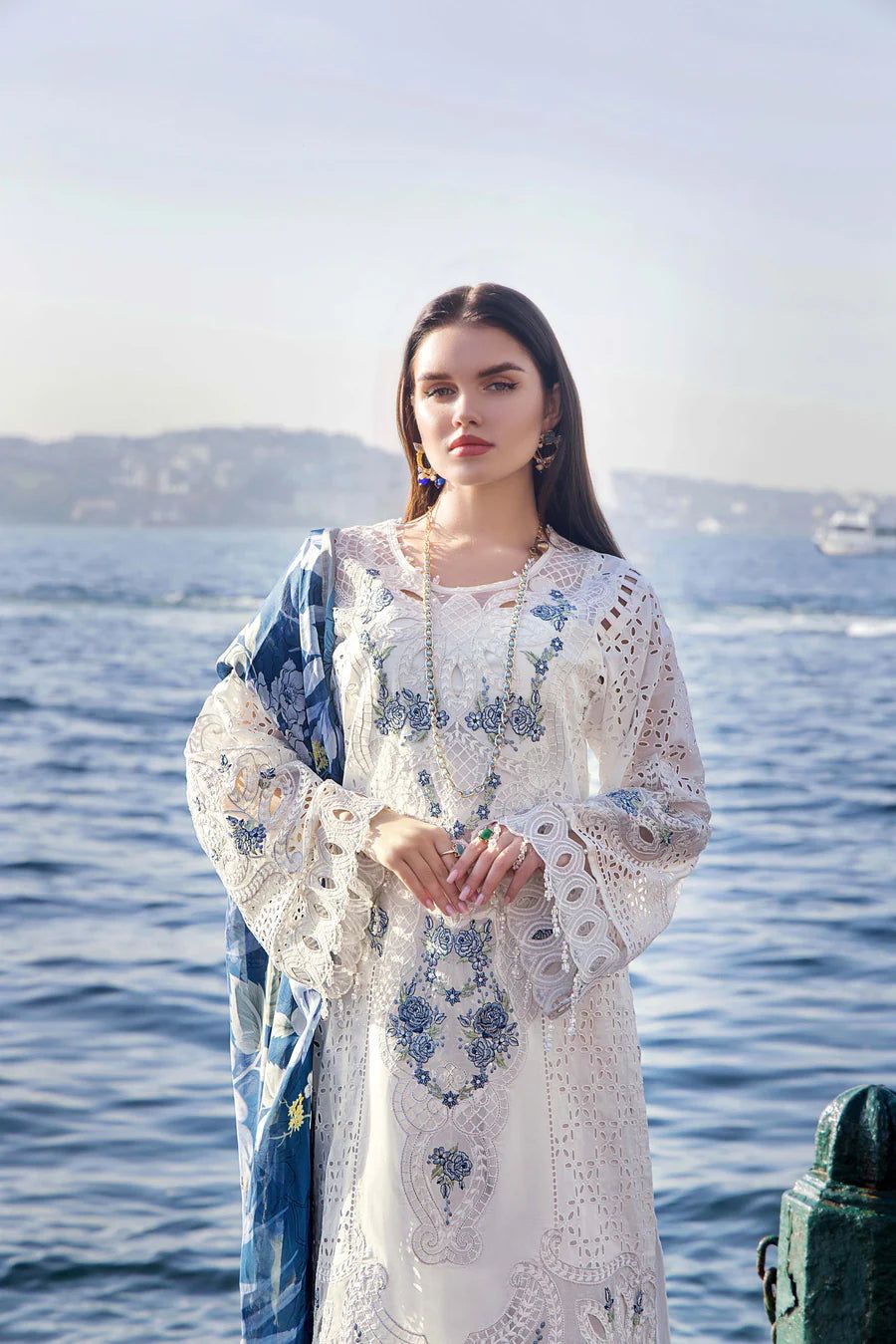 Luxury Chikankari & Silk 3-Piece Embroidered Lawn Suit
