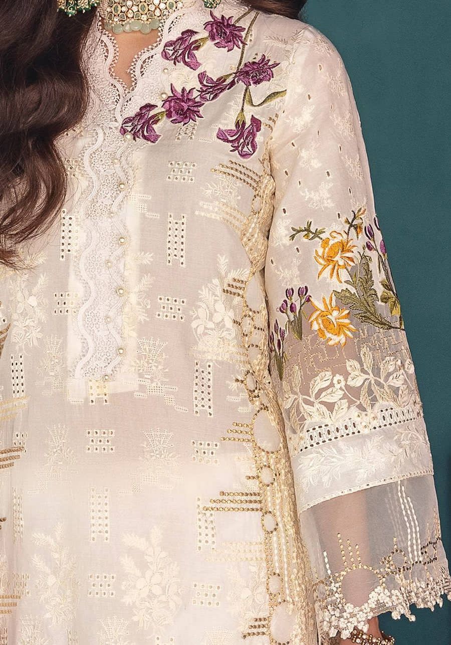 Luxury Schiffli Embroidered Lawn Suit with Organza Dupatta