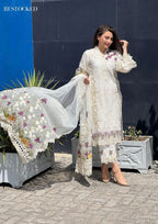 Luxury Schiffli Embroidered Lawn Suit with Organza Dupatta