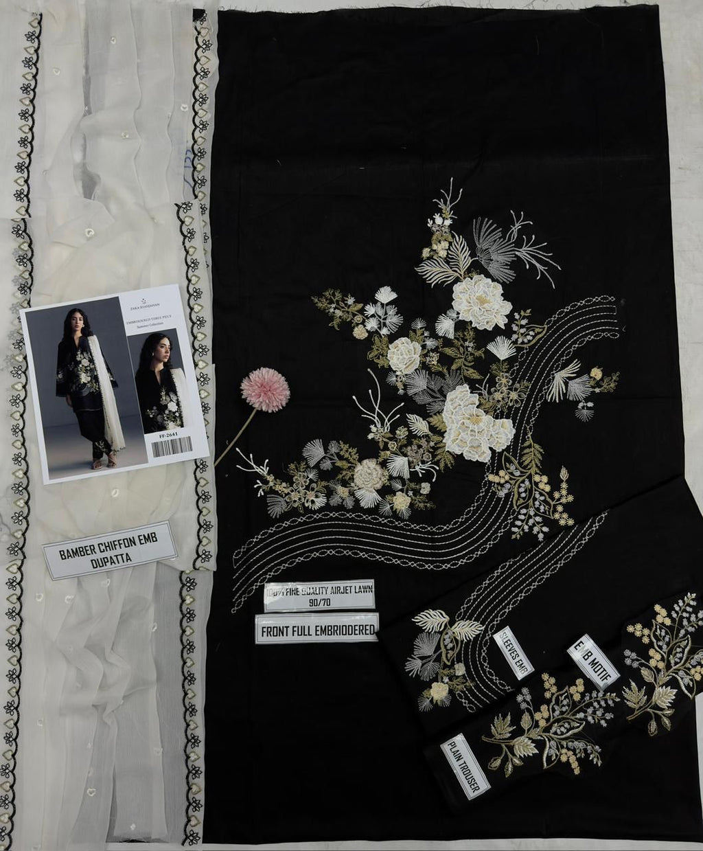 Luxury Airjet Embroidered Lawn Suit with Chiffon Dupatta
