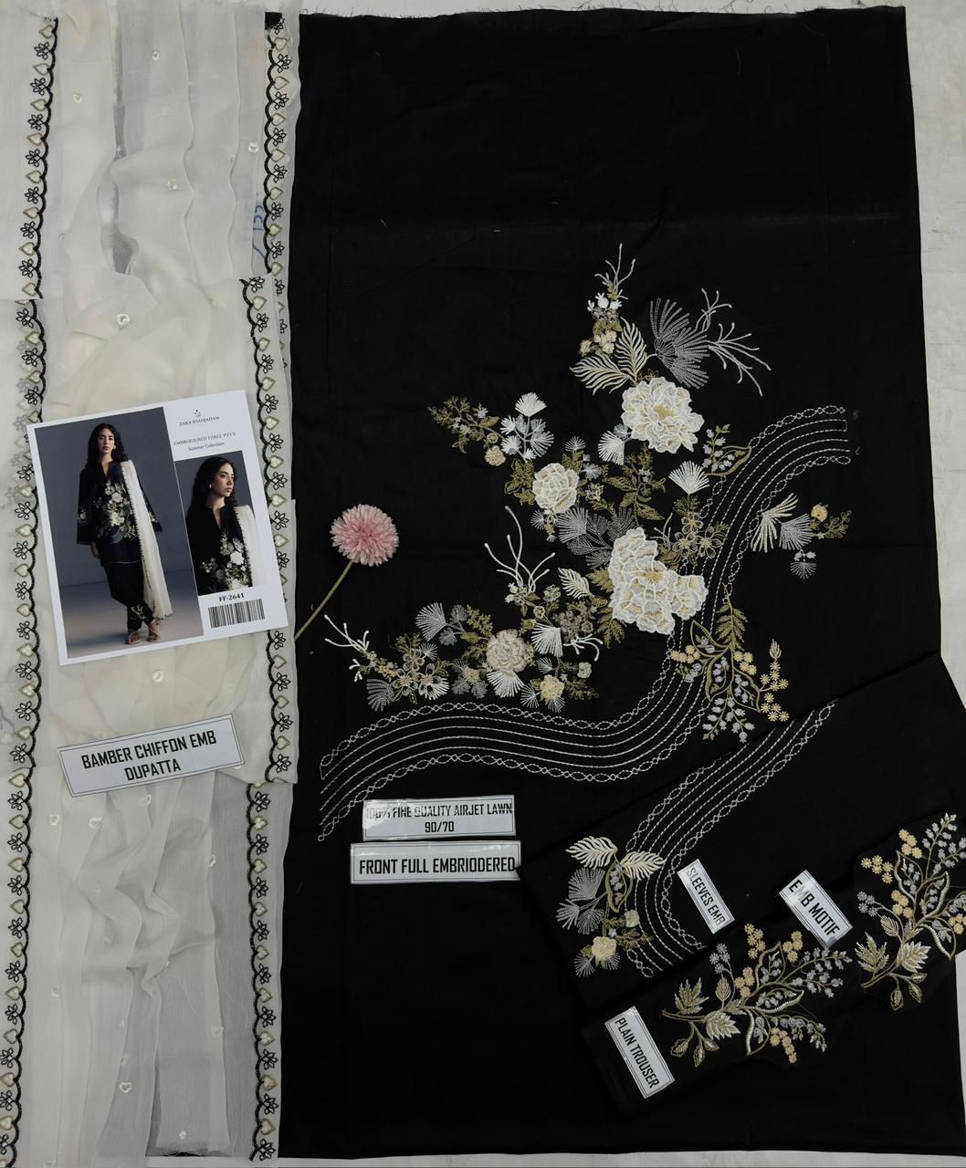 Luxury Airjet Embroidered Lawn Suit with Chiffon Dupatta
