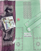 Elegant Embroidered Lawn Suit with Printed Voil Dupatta