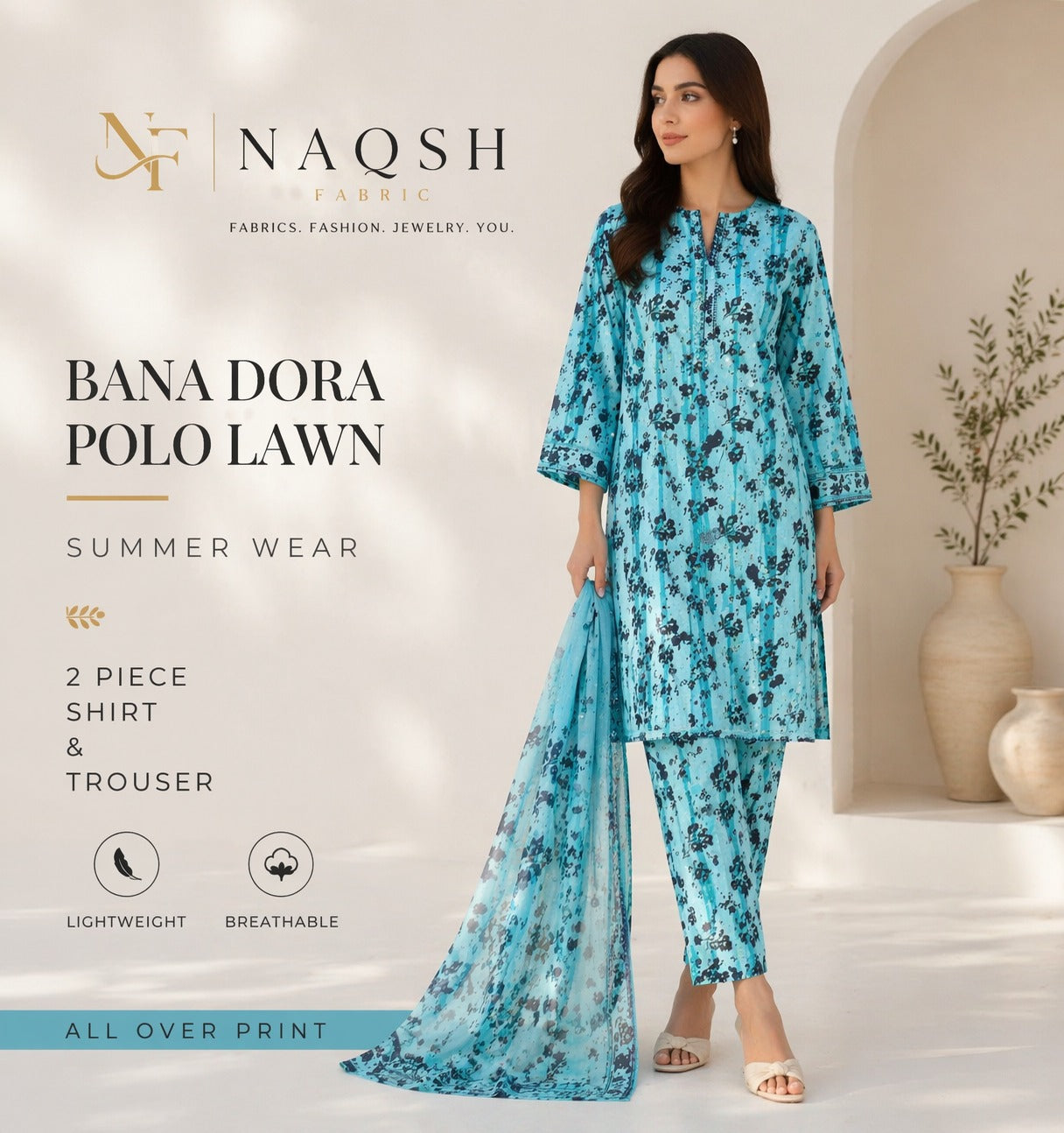 Premium Summer Lawn Bana Dora 2 Piece Suit (SB)