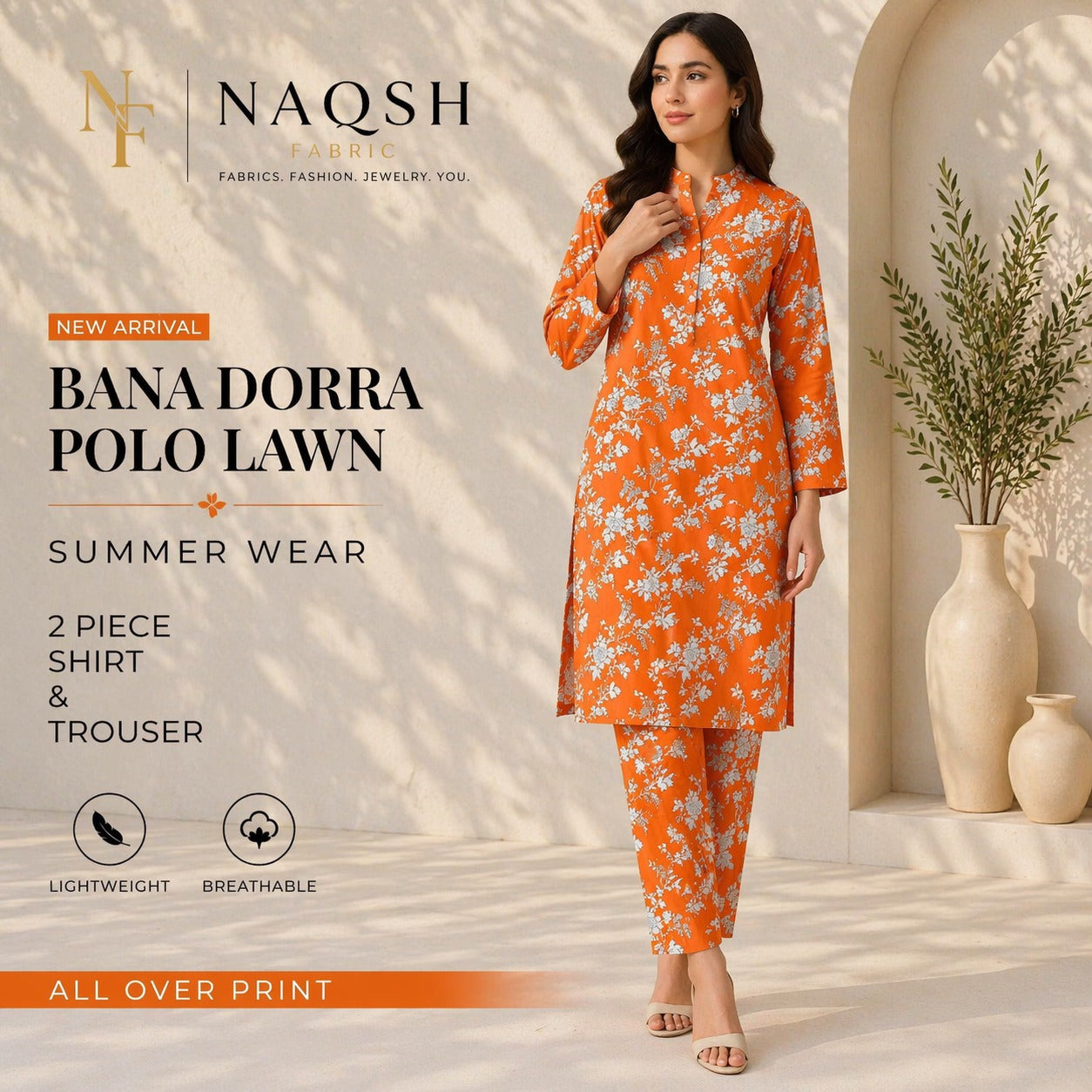 Premium Summer Lawn Bana Dora 2 Piece (OW)