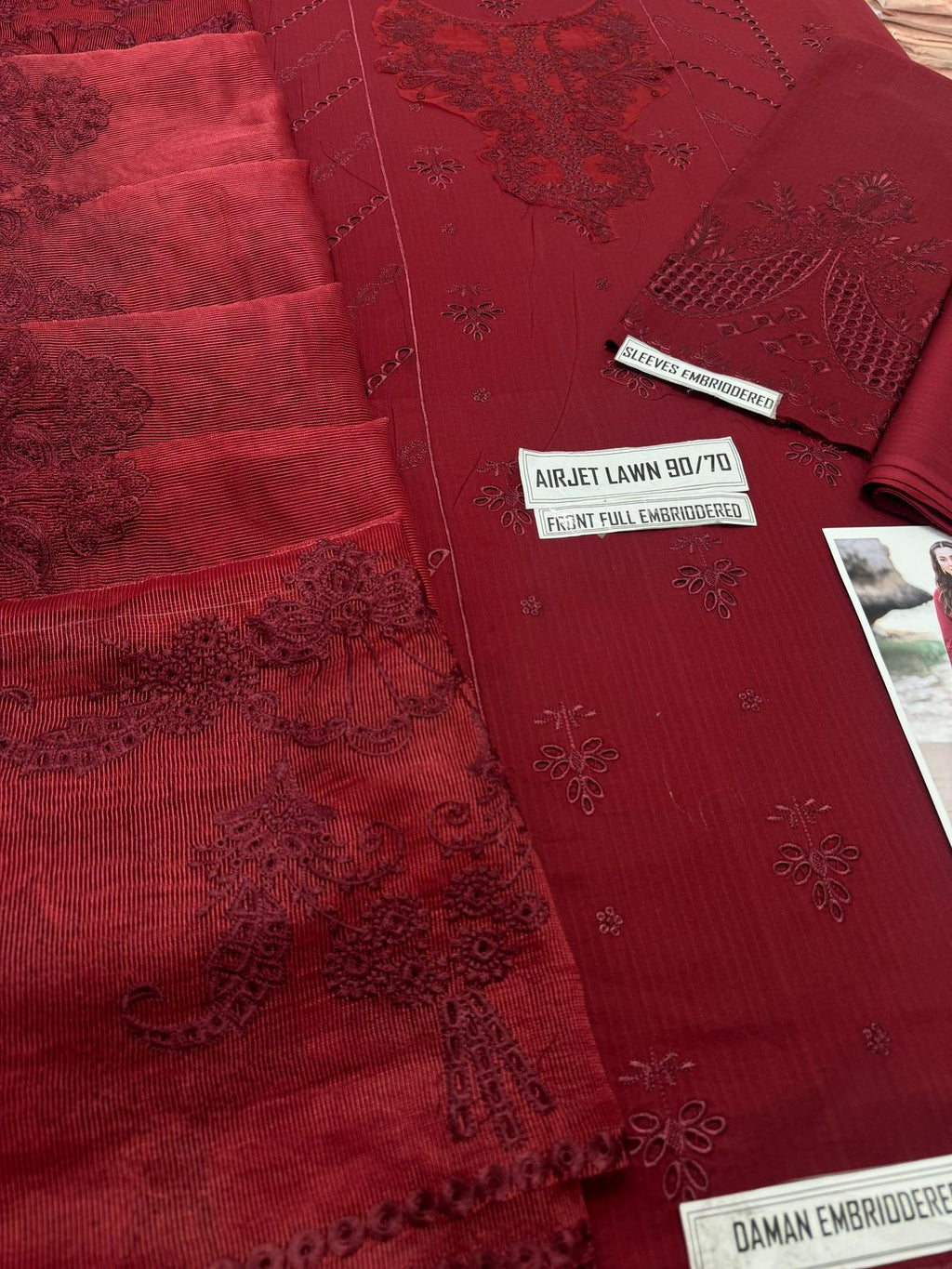 Premium Embroidered Lawn Suit with Cotton Net Dupatta