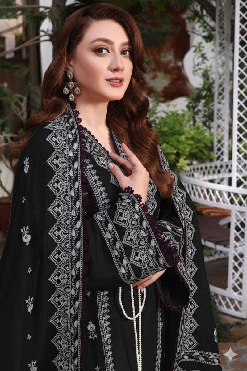 Premium Airjet Embroidered Lawn Suit with Printed Dupatta