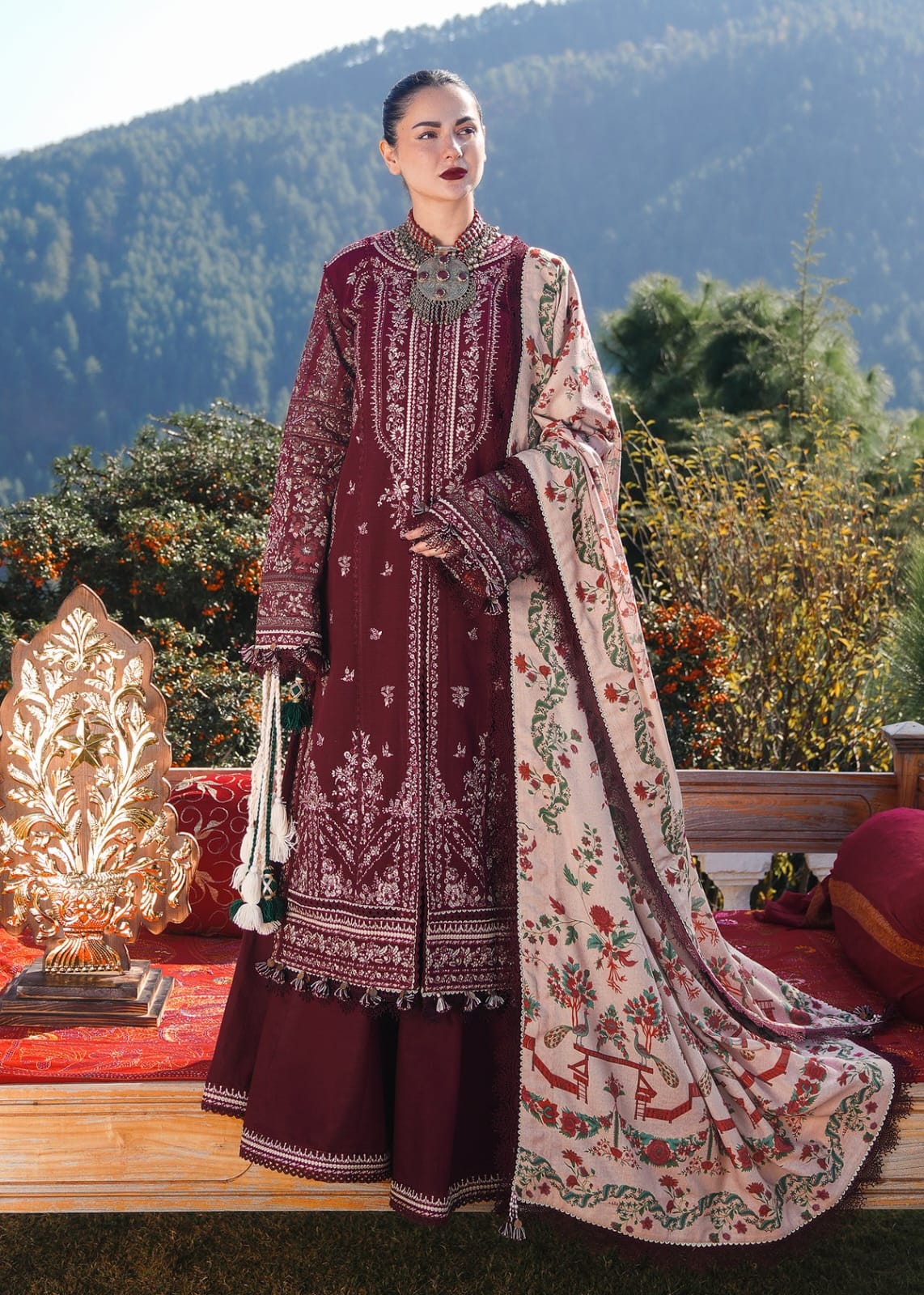 Embroidered Lawn Suit with Digital Print Voil Dobby Dupatta